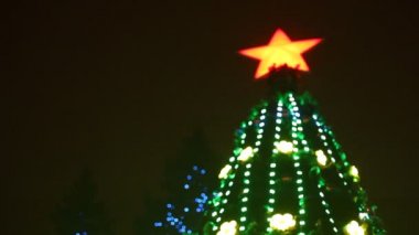 Noel ağacı ışık dairesel bokeh arka plan