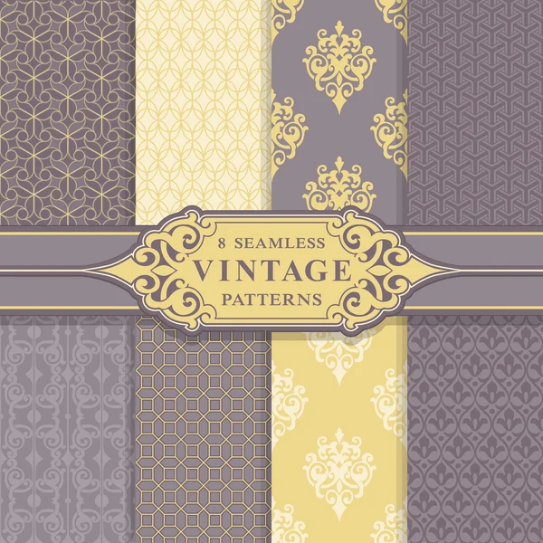 Naadloze patronen. Vintage Set. — Stockvector