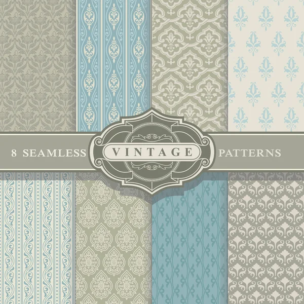 Seamless Patterns. Vintage Set. Stock Vector