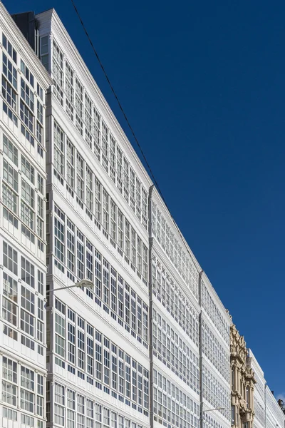 Houten beglazing in een coruna, Galicië, Spanje. — Stockfoto