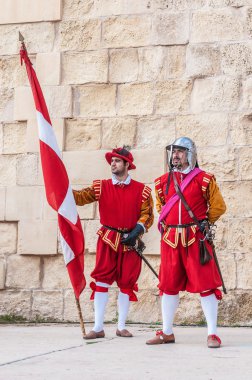 içinde Guardia törende st. jonh's cavalier, birgu, malta.