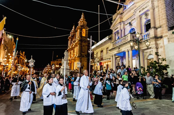 Santa Marija assunta Prozession in Gudja, Malta. — Stockfoto