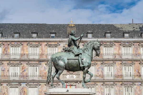 Filip Iii na Plaza Mayor w Madrycie, Hiszpania. — Zdjęcie stockowe