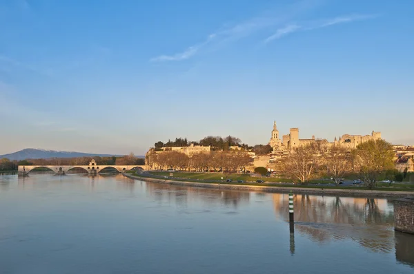 Avignon skyline as seen from Pont Edouard Daladier, France — Stock Photo, Image