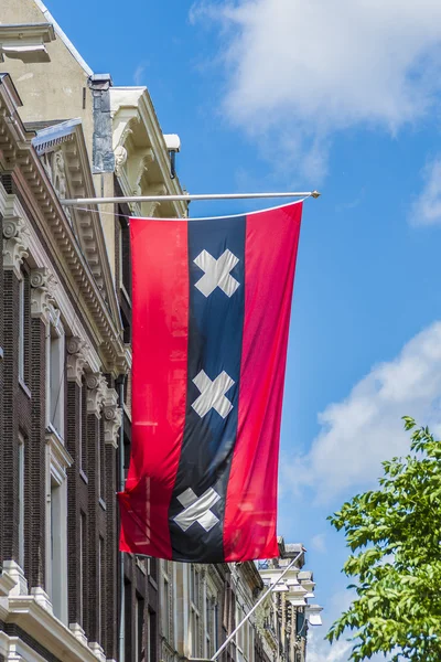 Vlag in Amsterdam straten, Nederland. — Stockfoto