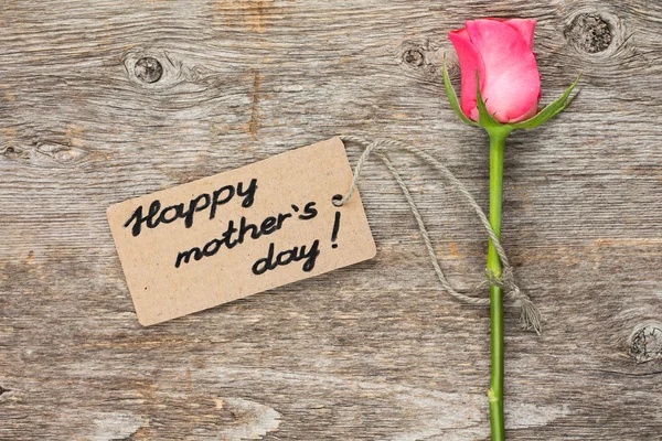 Mothers day card with pink rose — Stock Photo, Image