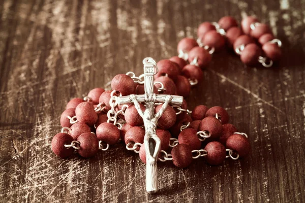 Close up of silver cross crucifix. — Stock Photo, Image