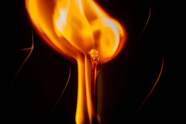 Ignition Match Smoke Dark Background Beauty Burning Match Isolated Black — Stock Photo, Image