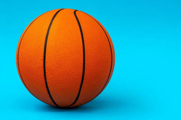 Orange Basketball Ball Isolated Blue Background Copy Space — Stock Photo, Image