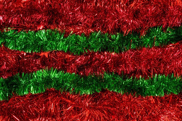 Hintergrund Des Weihnachtlichen Lametta Rot Und Grün — Stockfoto