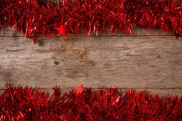 Brązowa Drewniana Deska Czerwoną Ramą Przestrzeń Kopiowania — Zdjęcie stockowe