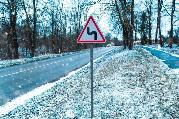 Camino Invierno Clima Nevado Concepto Conducción Invierno —  Fotos de Stock