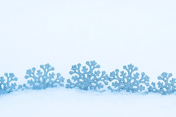 Decoración Navidad Hermosos Copos Nieve Nieve Real Aire Libre Concepto — Foto de Stock