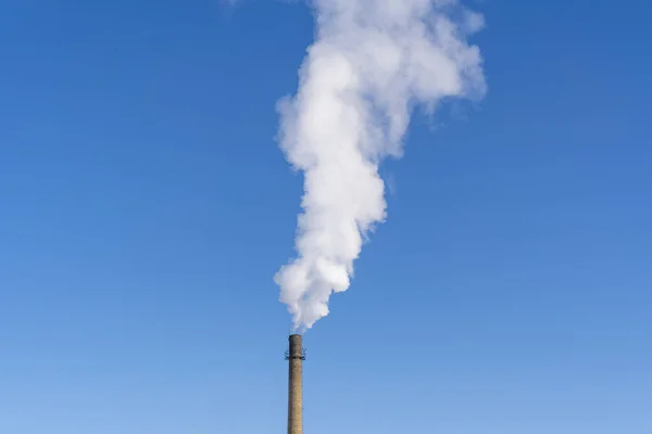 Rökförorening Vid Klarblå Himlen Termiskt Kraftverk — Stockfoto