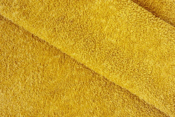 Sarı Pelüş Banyo Havlusu Sarı Kumaş Doku Konsepti Havlu Havlusu — Stok fotoğraf