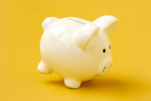 Piggy Bank Yellow Background Money Saving Concept — Stock Photo, Image