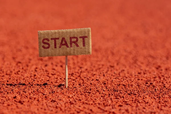 Start Sign Running Track Rubber Cover Close View — Stock Photo, Image