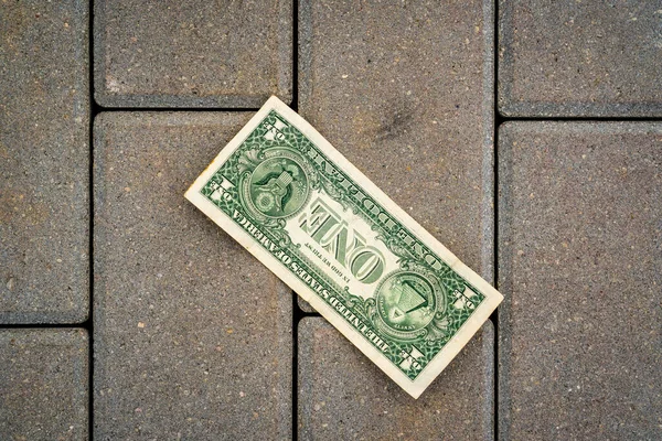 One Dollar Banknote Lying Ground Lost Money — Stock Photo, Image