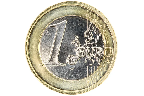 흰색 절연 1 유로 동전 — 스톡 사진