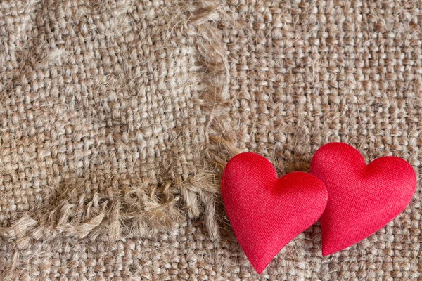 Decorative hearts on canvas background — Stock Photo, Image