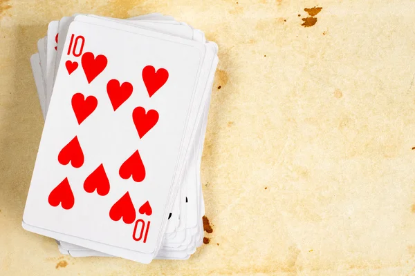 Dieci di cuori carta da gioco — Foto Stock