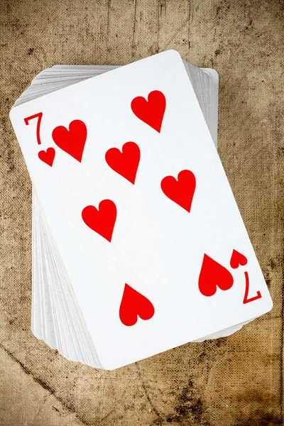 Sette di cuori carta da gioco — Foto Stock