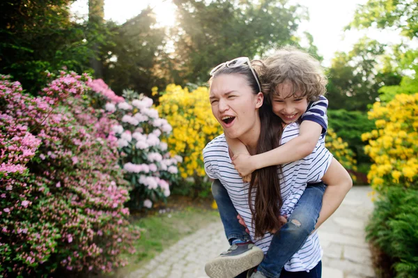 Woman with boy on a walk — Stock Photo, Image