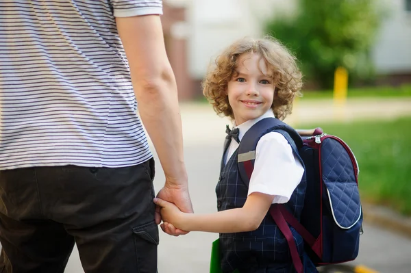 Cute little student goes to school. — Stock Photo, Image