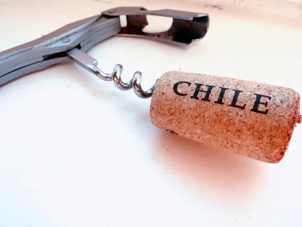 Corkscrew with wine cork — Stock Photo, Image