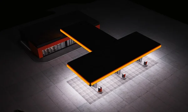   gece görünümü gaz yakıt ikmali istasyonu