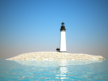 mavi bir gökyüzü güneşli bir günde ile beyaz deniz feneri