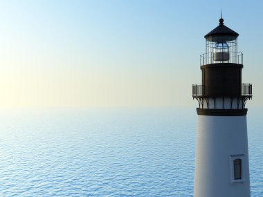 mavi bir gökyüzü güneşli bir günde ile beyaz deniz feneri