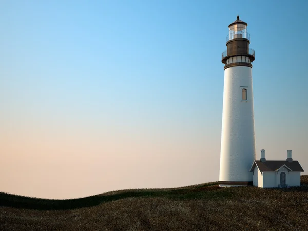 Farol branco com um céu azul em um dia ensolarado — Fotografia de Stock