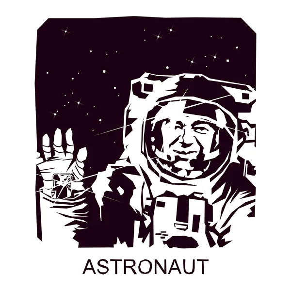Siluet astronot açık alanda — Stok Vektör
