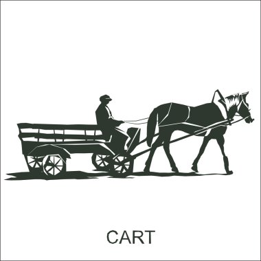 Silhouette  horse and carriage  with coachman.