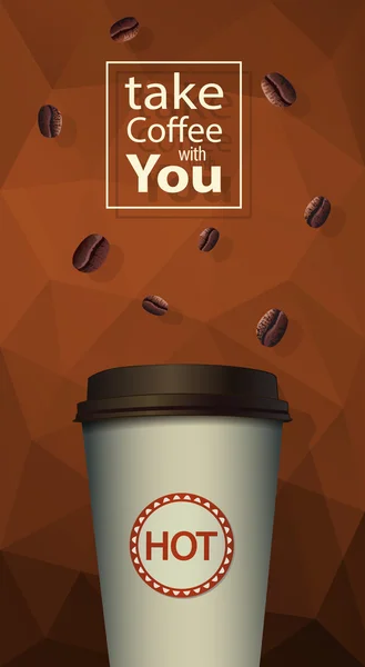 kağıt bardak kahve poligonal bir arka plan üzerinde