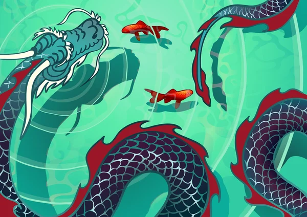 su ejderha su yüzeyi üzerinde süpürdü