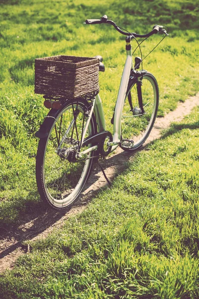 Bicicleta con una cesta de mimbre — Foto de Stock