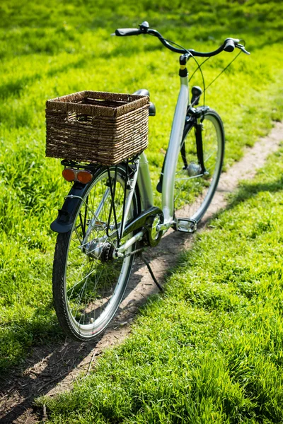 Bicicleta con una cesta de mimbre — Foto de Stock