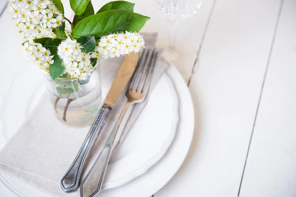 Decoración de mesa de boda blanco nieve — Foto de Stock