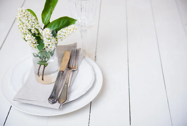 Decoración de mesa de boda blanco nieve —  Fotos de Stock