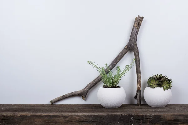 Skandinavisk stil hem inredning med rustika trä styrelse — Stockfoto