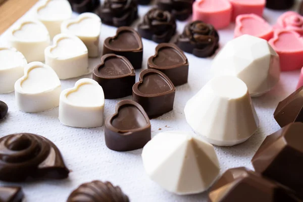 Homemade assorted different chocolate candy — Stock Photo, Image