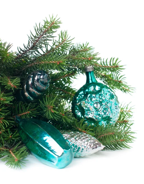 Decorations and spruce branches — Stock Photo, Image
