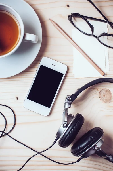 Office desktop, hipster stijl — Stockfoto