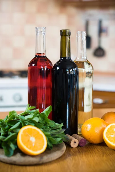 Three bottles of wine — Stock Photo, Image