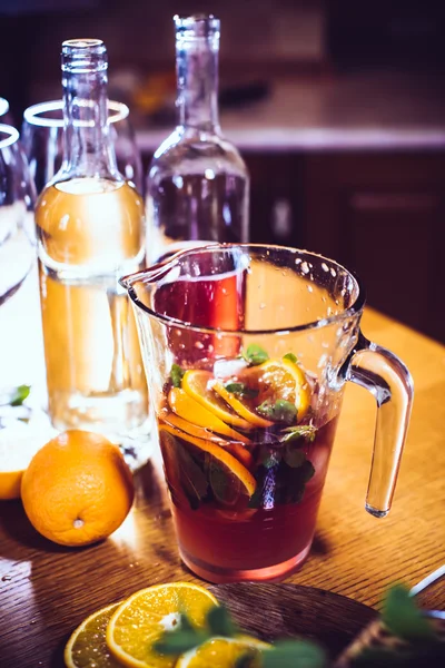 Large jar of sangria — Stock Photo, Image