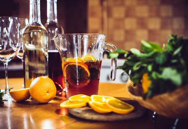 Large jar of sangria — Stock Photo, Image