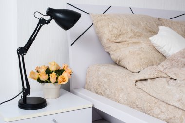 Bright white bedroom clipart