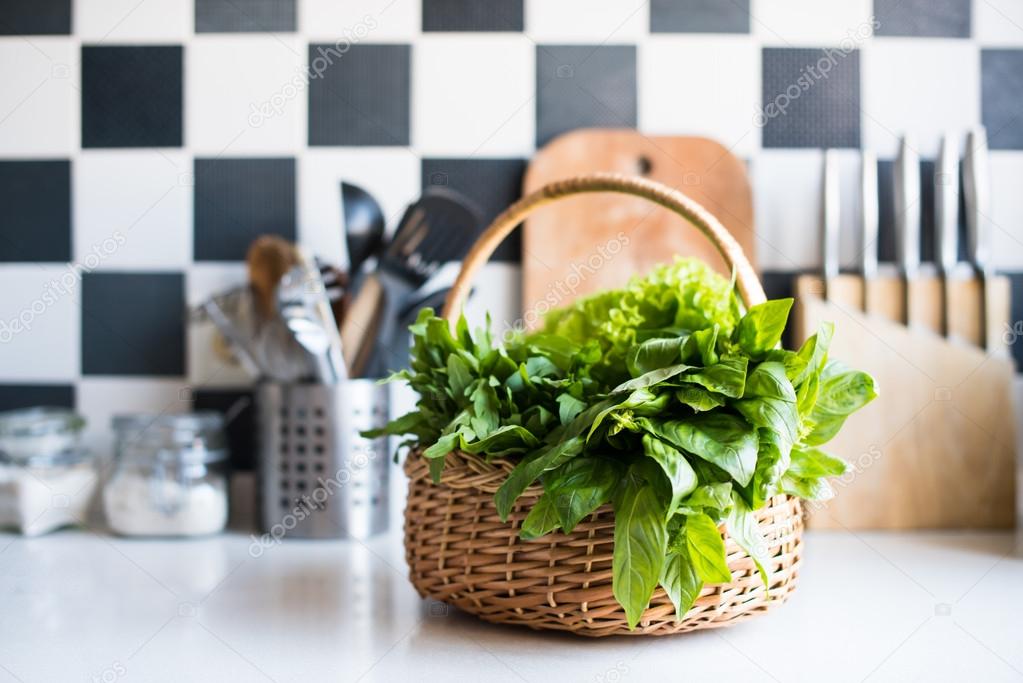 basket with fresh greens